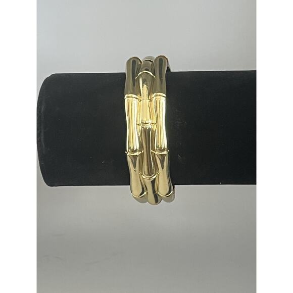 Fornash Signed Gold-toned Hinged Bamboo Bracelet - Picture 1 of 2